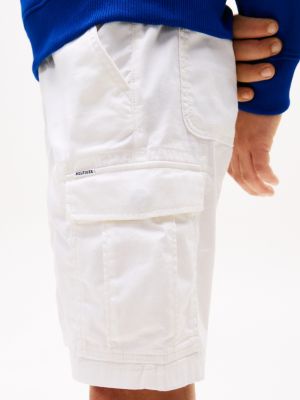 white woven cargo shorts for boys tommy hilfiger