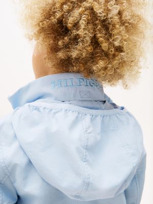 blue logo patch hooded jacket for boys tommy hilfiger