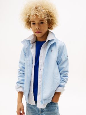 blau jacke mit logo-patch und kapuze für jungen - tommy hilfiger