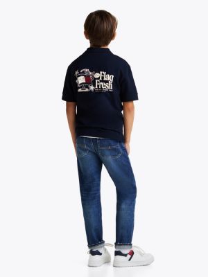 blue regular back slogan polo shirt for boys tommy hilfiger