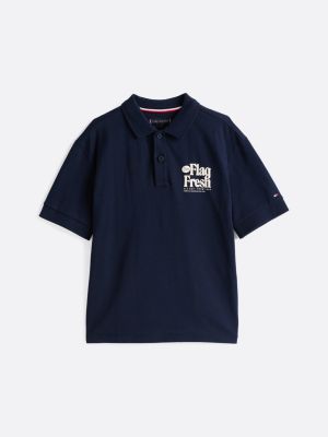 blue regular back slogan polo shirt for boys tommy hilfiger