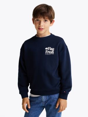 sudadera con eslogan y logo en la espalda blue de niños tommy hilfiger