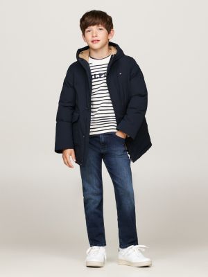 parka décontractée à capuche bleu pour garçons tommy hilfiger