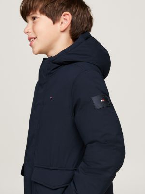 parka décontractée à capuche bleu pour garçons tommy hilfiger