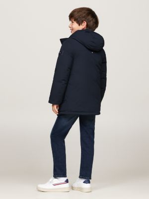 blue hooded relaxed parka for boys tommy hilfiger