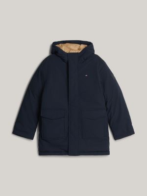 parka décontractée à capuche bleu pour garçons tommy hilfiger