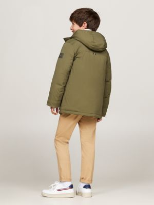 parka relaxed fit con cappuccio verde da bambini tommy hilfiger