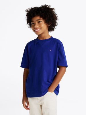 camiseta con logo de tommy hilfiger bordado blue de niños tommy hilfiger