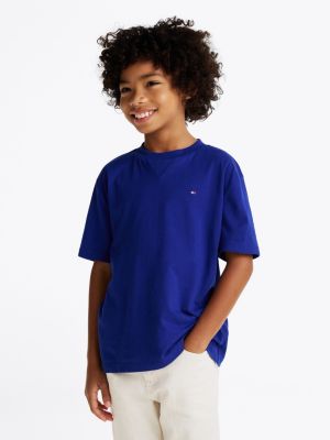 t-shirt con bandierina ricamata blue da bambini tommy hilfiger