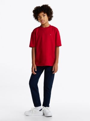 red flag embroidery t-shirt for boys tommy hilfiger