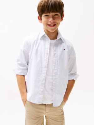 camicia flex a righe ithaca grey da bambini tommy hilfiger