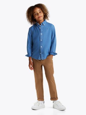 blau chambray-jeanshemd für jungen - tommy hilfiger