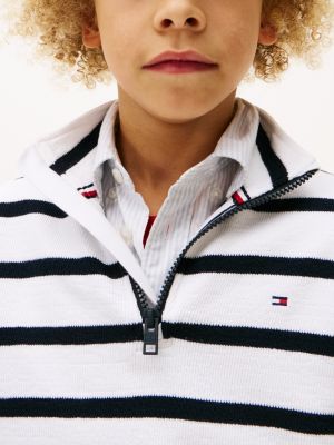 multi breton stripe half-zip sweatshirt for boys tommy hilfiger