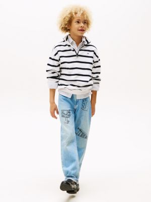 multi breton stripe half-zip sweatshirt for boys tommy hilfiger