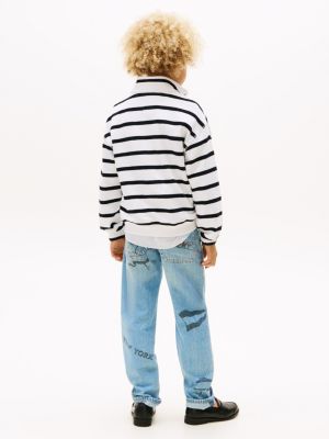 multi breton stripe half-zip sweatshirt for boys tommy hilfiger