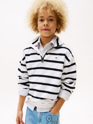 sudadera de rayas marineras con media cremallera multi de niños tommy hilfiger