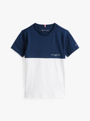 multi colour-blocked crew neck t-shirt for boys tommy hilfiger