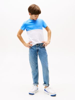 meerdere kleuren colour-blocked t-shirt met ronde hals voor jongens - tommy hilfiger