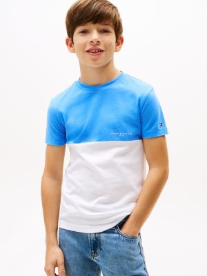 multi colour-blocked crew neck t-shirt for boys tommy hilfiger