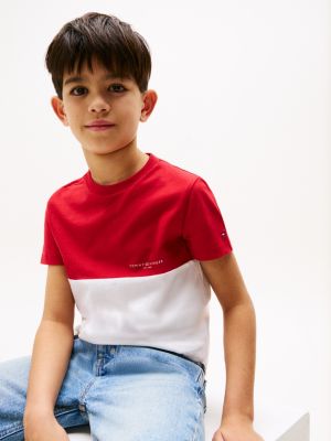 t-shirt colour-block à col ras-du-cou multi pour garçons tommy hilfiger