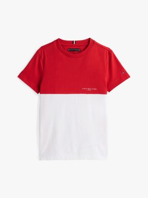 meerdere kleuren colour-blocked t-shirt met ronde hals voor jongens - tommy hilfiger