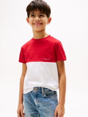 t-shirt color block multi da bambini tommy hilfiger