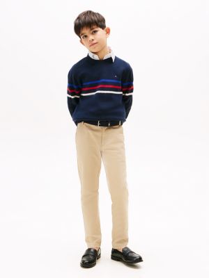 blue textured stripe jumper for boys tommy hilfiger