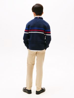 blue textured stripe jumper for boys tommy hilfiger