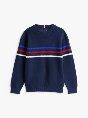 blue textured stripe jumper for boys tommy hilfiger