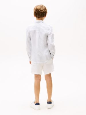 white striped linen blend shirt for boys tommy hilfiger