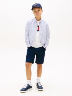 Stripe Linen Blend Button-Down Shirt — Blue 3