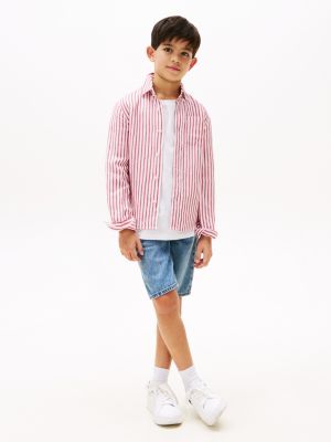 multi striped linen blend shirt for boys tommy hilfiger