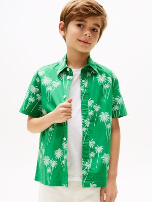 multi floral print poplin short sleeve shirt for boys tommy hilfiger