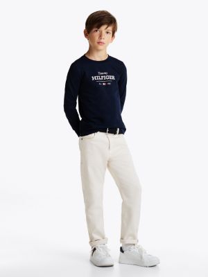 t-shirt 1985 collection a maniche lunghe blu da bambini tommy hilfiger