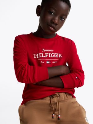 red 1985 collection long sleeve t-shirt for boys tommy hilfiger