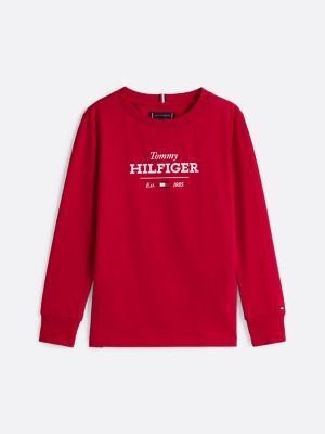 t-shirt 1985 collection a maniche lunghe rosso da bambini tommy hilfiger