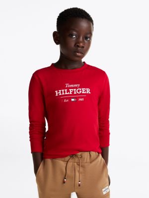 t-shirt 1985 collection a maniche lunghe red da bambini tommy hilfiger