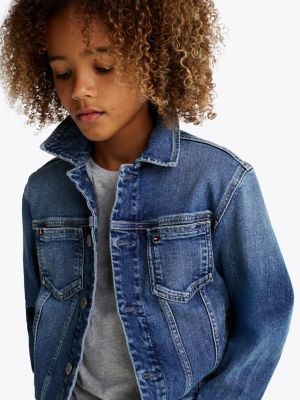 blue oversized denim trucker jacket for boys tommy hilfiger