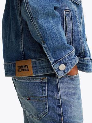 blue oversized denim trucker jacket for boys tommy hilfiger