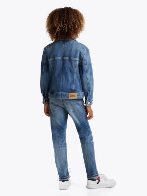 blue oversized denim trucker jacket for boys tommy hilfiger