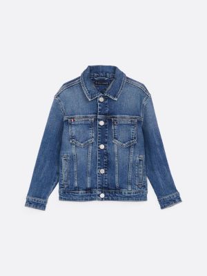 blue oversized denim trucker jacket for boys tommy hilfiger