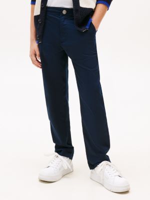 pantaloni in tessuto con bandierina blu da bambini tommy hilfiger