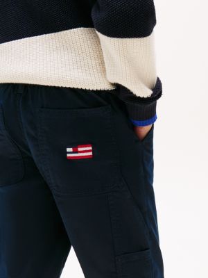 pantalon tissé hilfiger flag bleu pour garçons tommy hilfiger