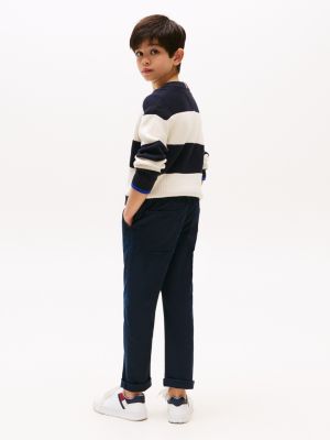 pantaloni in tessuto con bandierina blu da bambini tommy hilfiger