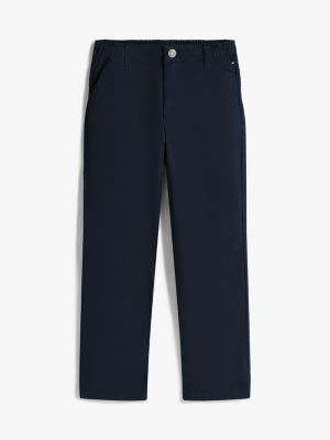 pantaloni in tessuto con bandierina blu da bambini tommy hilfiger