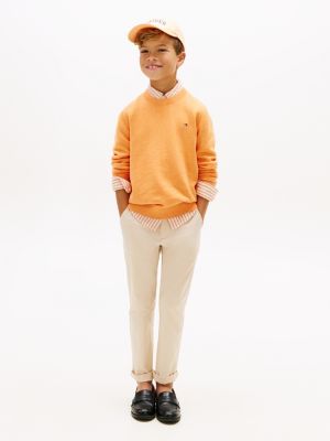 beige 1985 essential twill regular chinos for boys tommy hilfiger