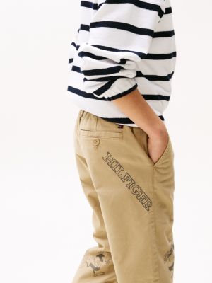 beige print chinos for boys tommy hilfiger