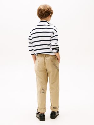 beige print chinos for boys tommy hilfiger