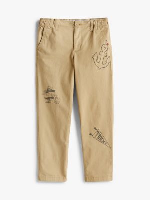 beige print chinos for boys tommy hilfiger