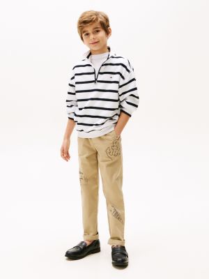 beige print chinos for boys tommy hilfiger
